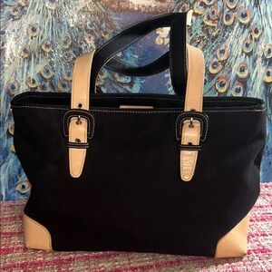 Lord and Taylor Black Canvas Tote Bag